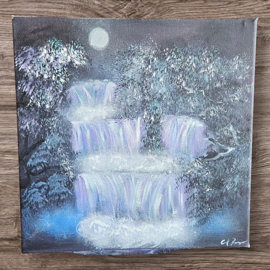 Purple/Teal Waterfalls - Stretched Canvas
