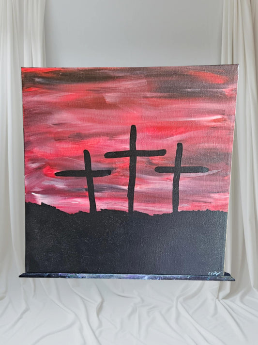 Red 3 Crosses - Stretched Canvas
